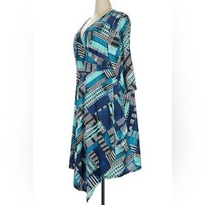 Catherines Curvy Midi Dress Stretch Multicolor Print Womens 2 X New Church